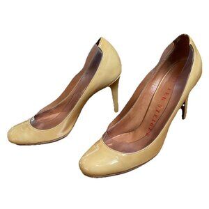 Walter Steiger Heels Pin Up Nude Beige Camel Pumps 38 / 7.5 Patent Leather Round